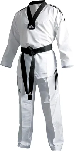 adidas Eco Fighter 3 Taekwondo - Uniforme con cuello en V y 3 rayas, 100% poliéster