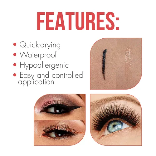 Vista 4 de DUO Pegamento de pestañas 2 en 1 transparente y oscuro con brocha, adhesivo de pestañas postizas de doble punta para pestañas de tira de larga