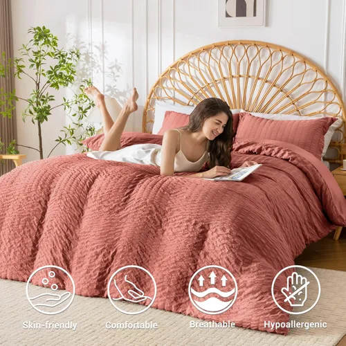 Vista 15 de HYMOKEGE - Funda de edredón gris oscuro tamaño King, juego de funda de edredón de sirsaca ultra suave de 3 piezas con cierre de cremallera, juego