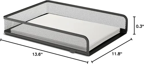 Vista 7 de 1InTheOffice Stackable Letter Tray, Matte Black Wire Mesh Front-Load Letter Tray