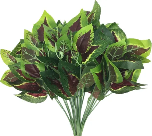 Vista 20 de CATTREE Arbustos artificiales, plantas de plástico, hierba de bambú, arbustos verdes falsos, hojas verdes, bodas, interiores, exteriores, hogar