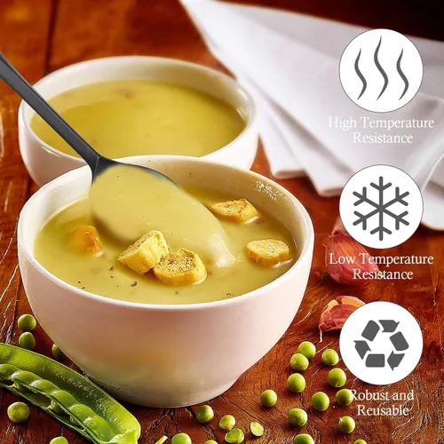 Vista 3 de 200 cucharas de sopa de plástico pesadas, cucharas desechables para fiestas, pequeñas cucharas de sopa de plástico para uso diario, boda