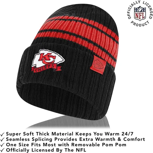 Vista 26 de Ultra Game Adults NFL Official Super Soft Team Stripe Winter Beanie Knit Hat with Extra Warm Touch Screen Gloves