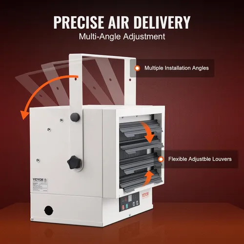 Vista 14 de VEVOR Electric Garage Heater, 10000-Watt Digital Fan-Forced Wall/Ceiling Mount Shop Heater, with Remote Control Overheat Protection, Hardwired with