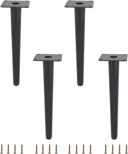 Vista 19 de Paquete de 4 patas para muebles, patas redondas cónicas para muebles, pie de metal resistente para sofá, armario, bar, cama, mesa, silla, sofá