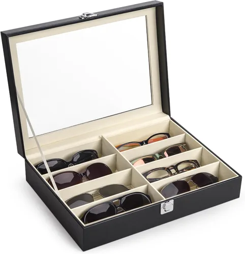 Caja para anteojos de Co-z, organizador de anteojos, caja de almacenamiento con visualización