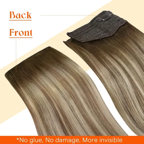 Vista 9 de Sunny - Extensiones de cabello humano real, con cable/hilo y clips ajustables, aplicación invisible, 2.82 onzas, 12 pulgadas, color rubio cenizo