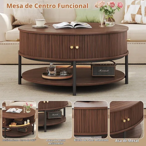 Vista 5 de HUAHUU Mesa de centro elevable de 40 pulgadas con almacenamiento, mesa de centro cuadrada 4 en 1 con compartimento oculto y estante abierto y 2