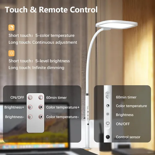 Vista 5 de Hapfish Lámparas LED de escritorio para oficina en casa, lámpara de videoconferencia de escritorio con abrazadera para computadora, reuniones