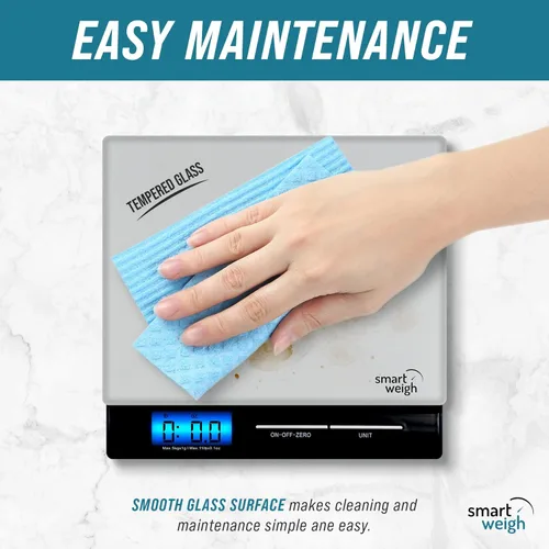 Vista 3 de Smart Weigh Professional USPS Postal Scale with Tempered Glass Platform, Multiple Weighing Modes and Tare Function, Silver Shipping Scale, Platform