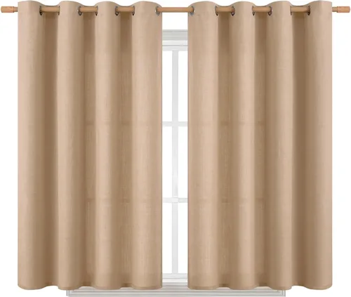 Vista 51 de BGment Cortinas de 45 pulgadas de largo, juego de 2 paneles para dormitorio, con ojales, aspecto de lino grueso, arpillera texturizada, filtrado