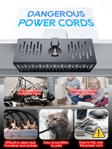 Vista 2 de NODOCA Bandeja de gestión de cables para debajo del escritorio sin perforación, gestión de cables de 14'', abrazadera sin perforaciones, bandeja