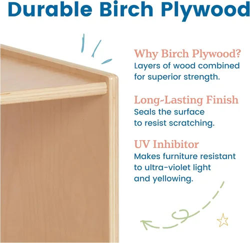 Vista 8 de Estantería de almacenamiento con varios compartimentos hecha de madera de abedul, marca ECR4Kids, 1