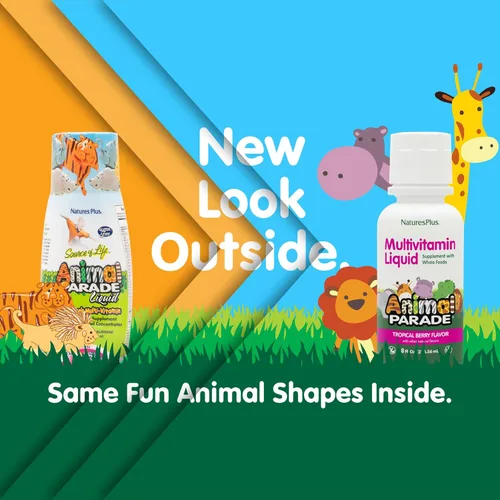 Vista 2 de NaturesPlus Animal Parade - Multivitamínico líquido para niños, sabor a bayas tropicales, 8 onzas líquidas, suplemento alimenticio integral