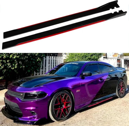 Vista 10 de JMTBNO Faldas laterales universales de fibra de carbono de 6.6 ft/78.7 pulgadas, kit de cuerpo de panel de extensión basculante, divisor de labios