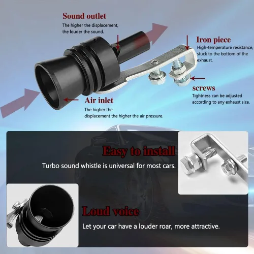 Vista 3 de Silbato Turbo para Coche, Silbato Turbo Universal de Aleación de Aluminio, Tamaño L Silbato Universal de Aleación de Aluminio con Sonido Turbo