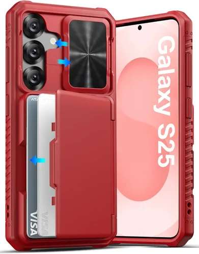 Vista 30 de ATATOO Funda tipo cartera para Samsung Galaxy S25, tarjetero integrado (3-5 tarjetas) [bloqueo RFID] y cubierta de cámara deslizante, protección