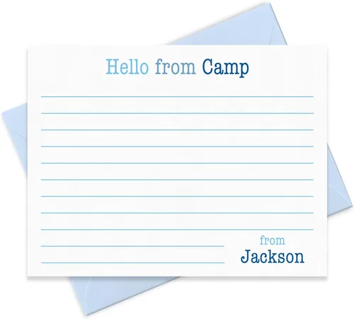 Personalized Summer Camp Note Card & Envelope Stationery Set for Children - Cute Kids Writing Set for Camp Notes Home, Sleepaway Camp Stationary for