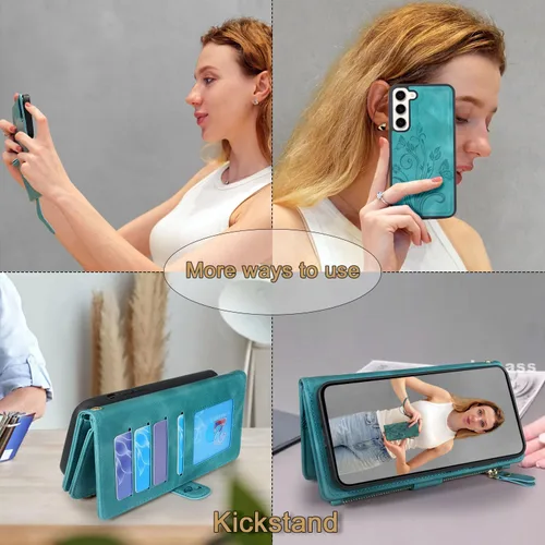 Vista 4 de Lacass Funda compatible con Samsung Galaxy S23 5G 2023, [12 ranuras para tarjetas] Soporte para dinero en efectivo para tarjetas de identificación