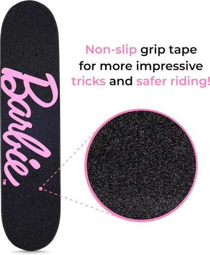 Vista 2 de 31-Inch Skateboard, 9-Ply Maple Deck, ABEC 5 Bearings Barbie