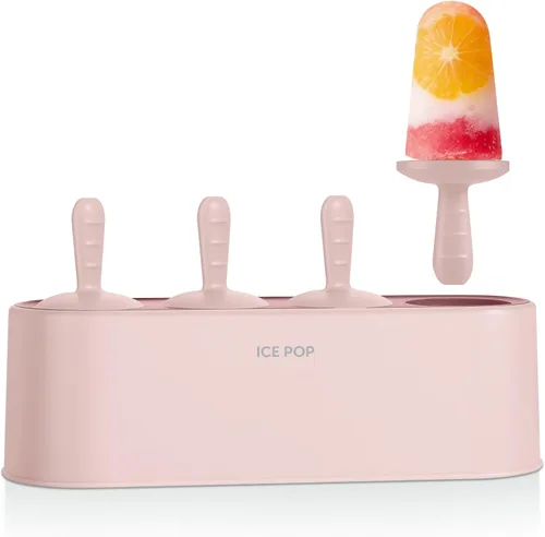 Vista 14 de Juego de moldes para paletas de 4 piezas, fabricante de paletas caseras de silicona, moldes para helados de fácil desmolde, moldes pop DIY Azul