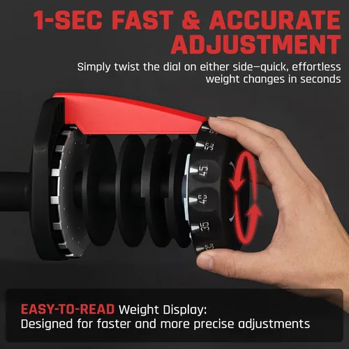 Vista 4 de Yaheetech Juego de mancuernas ajustables de 28/40/52.5/90 libras, mancuernas ajustables de ajuste rápido, juego de pesas con mango antideslizante