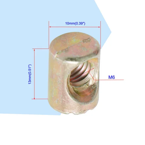 Vista 2 de Aopin Tuercas de barril cruzadas, tuercas ranuradas para muebles, camas, sillas de cuna, M6 x 0.512 in, 30