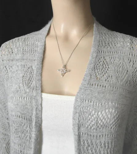 Vista 9 de Woot & Hammy Witch's Knot with Four Crescent Moons Pendant, Four Pointed Celtic Knot,100% Sterling Silver, Handmade