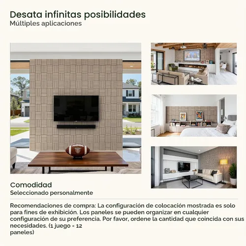Vista 6 de Paquete de 12 paneles acústicos, paneles de pared acústicos grandes de 16 x 12 x 0.4 pulgadas, paneles autoadhesivos de absorción de sonido