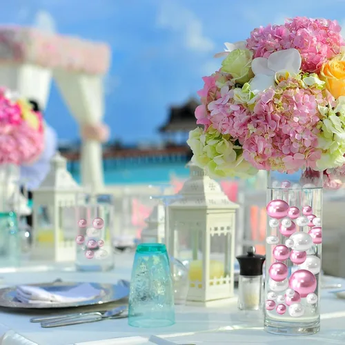 Vista 2 de 200 Piezas de Perlas Flotantes Sin Agujero para Jarrones y 2300 PIEZAS para Flotar, Perlas Flotantes para Centro de Mesa, Decoración del Hogar, Mesa