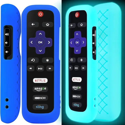 Vista 8 de Paquete de 2 fundas de control remoto con tapa de batería para TCL Roku Smart TV Streaming Stick Remote, funda protectora de silicona universal piel