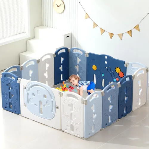 LulliSpace Corralito plegable para bebés y niños pequeños, centro de actividades para niños, patio de juegos seguro, puertas de seguridad para