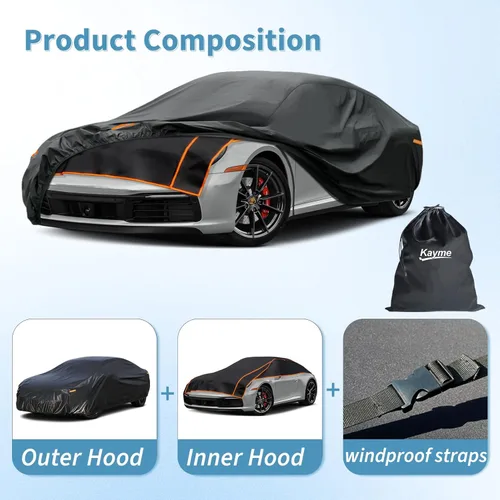 Vista 3 de Kayme Cubierta Protectora contra Granizo para Automóvil, Cubierta Completa para Automóvil Anti-Granizo Multicapa Engrosada, Impermeable
