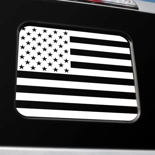 Vista 10 de Adhesivo de bandera estadounidense para ventana trasera media, fácil de instalar, compatible con Ford Ranger 2018-2022 (negro mate)