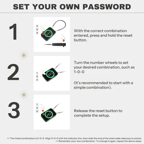 Vista 5 de Candado de combinación de 3 dígitos, cerradura de equipaje segura de viaje, cerradura de cable pequeña con código, candado combinado para maleta