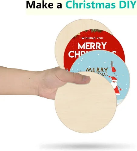 Vista 4 de Rondas de madera para manualidades de 6 pulgadas, paquete de 12 círculos redondos de madera sin terminar para manualidades, discos redondos