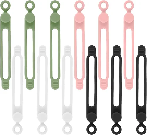 Vista 8 de 24 bridas de silicona para cables, organizador de cables reutilizables para cargar cables en oficina, escuela, hogar, envolturas elásticas multiusos