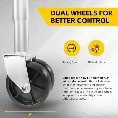 Vista 5 de MaxxHaul 70149 Gato hidráulico para remolques con elevador suspenso de 11-1/2" con ruedas dobles, 1500 lb Capacidad