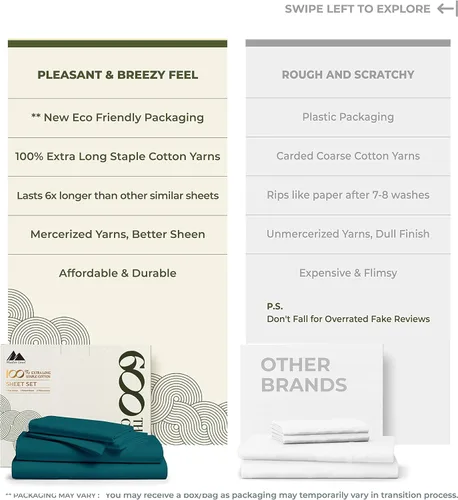 Vista 117 de Mayfair Linen Juego de sábanas de 100% algodón egipcio, tamaño individual (paquete de 2) – Sábanas de lujo blancas de 600 hilos, tamaño individual