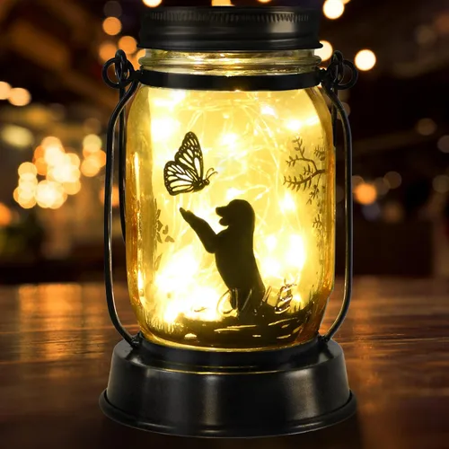Vista 66 de kyoryuger Paquete de 2 faroles solares de gatos, regalos de Navidad para amantes de los gatos, mujeres, mamá, abuela, farol conmemorativo, estaca