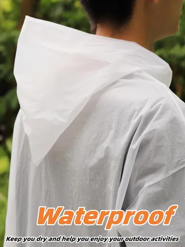 Vista 2 de R2Depot Rain Coats for Adults Reusable - 2 Pack EVA Waterproof Rain Ponchos with Hood for Men Women