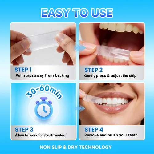 Vista 4 de Tiras blanqueadoras de dientes – Kit de blanqueamiento dental 9D, efectos profesionales, blanqueador de dientes no sensible para esmalte seguro, 14