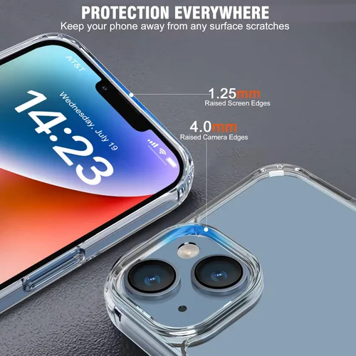 Vista 3 de Funda magnética fuerte para iPhone 14 Plus de 6.7 pulgadas, transparente compatible con MagSafe, protección contra caídas de grado militar