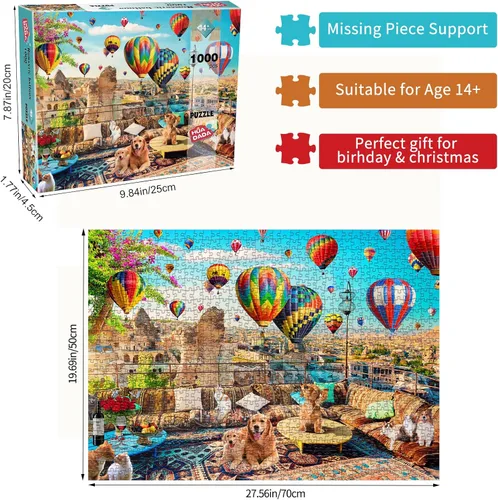 Vista 4 de Jigsaw Puzzles 1000 Pieces -1000 Piece Puzzles for Adults 1000 Pieces Pieces Puzzle Game Decompression Toys hot air Ball Puzzle