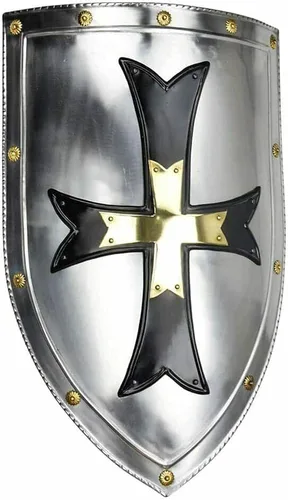 Escudo de acero medieval cruzado de calibre 18, armadura de calibre 18, escudo de hierro de acero vikingo templario, escudo de acero medieval