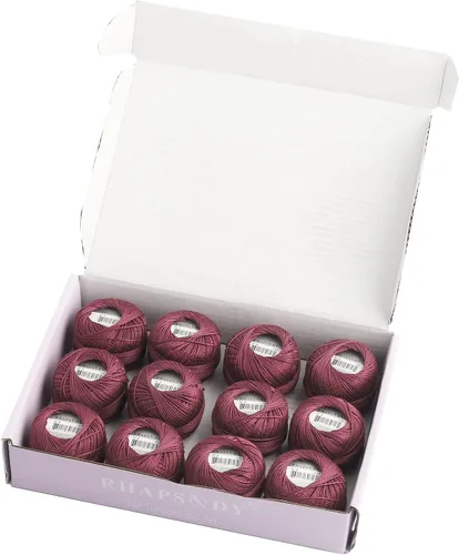 Vista 63 de Rhapsody Hilo de algodón perla tamaño 8 hilo de ganchillo Perle 12 bolas Set tejido a mano, bordado, sashiko, punto de cruz, costura, punto