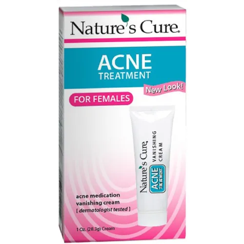 Nature's Cure sistema de tratamiento de acné para mujeres en dos partes, 60 tabletas y 1 crema de 1 onza., paquete de de 1