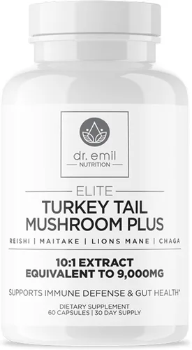 DR. EMIL NUTRITION Cápsulas de hongos de cola de pavo – Suplemento de hongo de cola de pavo para inmunidad y salud intestinal – Fórmula élite con