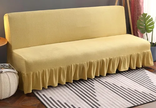 Vista 20 de IMYOGI Fundas de sofá de alta elasticidad sin brazos con falda, funda elástica ajustable de color sólido, protector de muebles para niños, mascotas