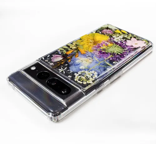 Vista 5 de Pressed flower foral Phone cases cover for Google Pixel 6 pro skin cover case, Protective clear Bumper case Soft silicone rigid back